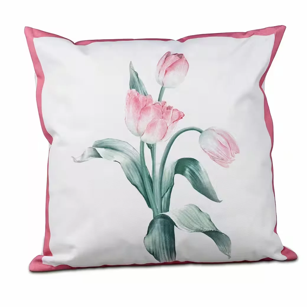 Dekokissen „Sommerzeit“ 45 × 45 cm – Outdoor-Kissen mit Tulpenmotiv