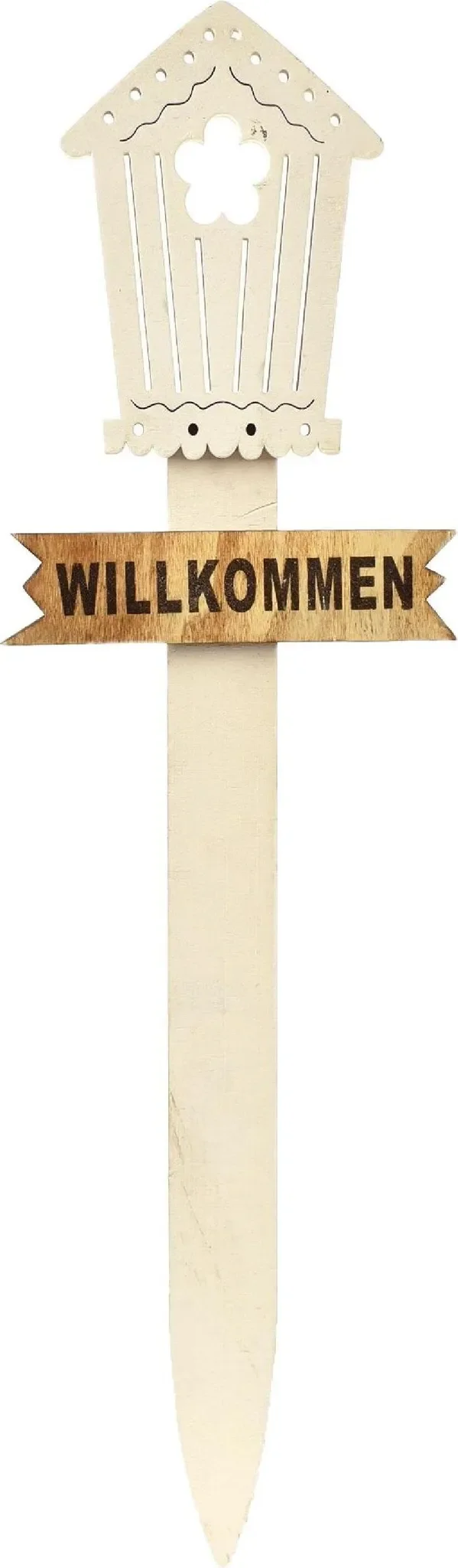 Vogelhaus zum Stecken – 50 cm, mit Aufschrift „WILLKOMMEN“