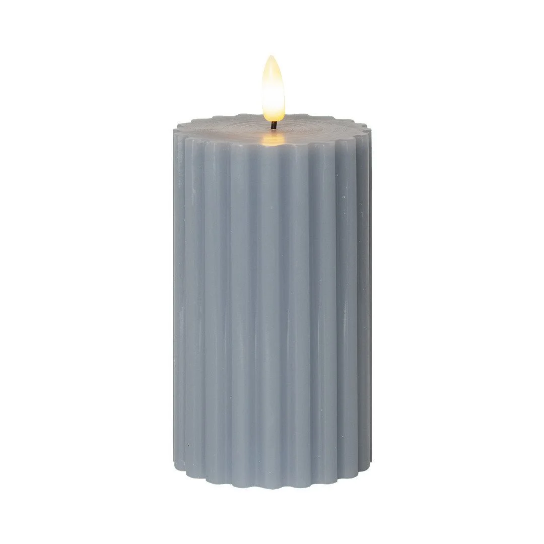 LED-Stumpenkerze „Flamme Stripe“ – Echtwachs, flackernd