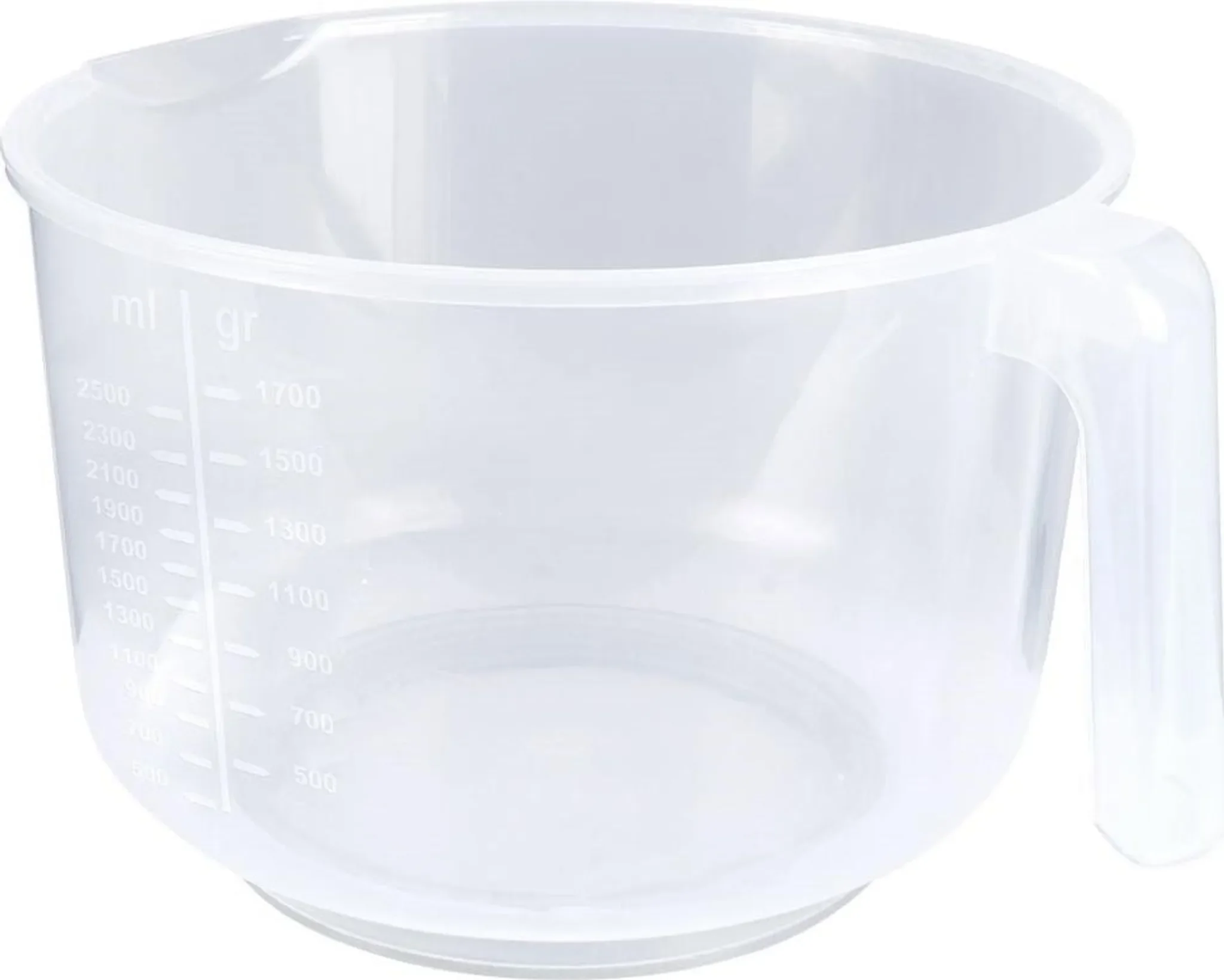 Rührschüssel 2,5 l mit Griff & Messskala – Transparent
