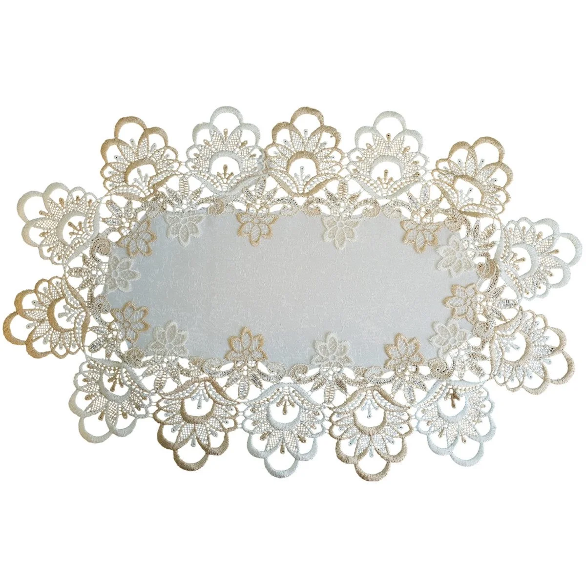 Tischdeckchen „MIRA“ 30 × 50 cm – filigrane Spitze in Jacquardoptik