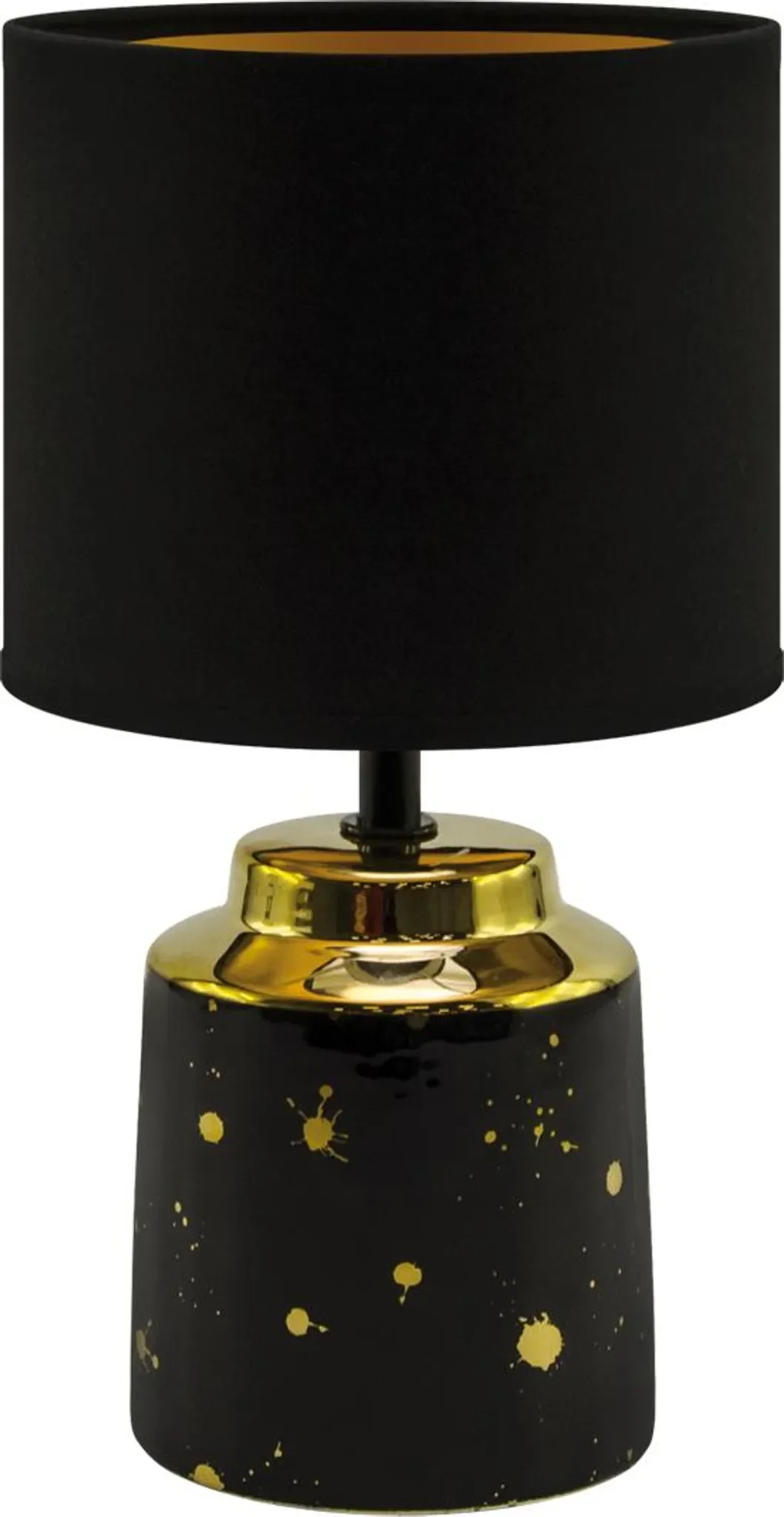 Tischlampe „HELENA“ – E14, Schwarz/Gold, mit Kabelschalter
