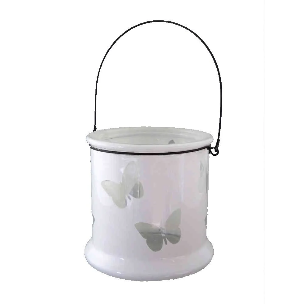 Glas-Windlicht Hänger „Schmetterling“ – Weiß