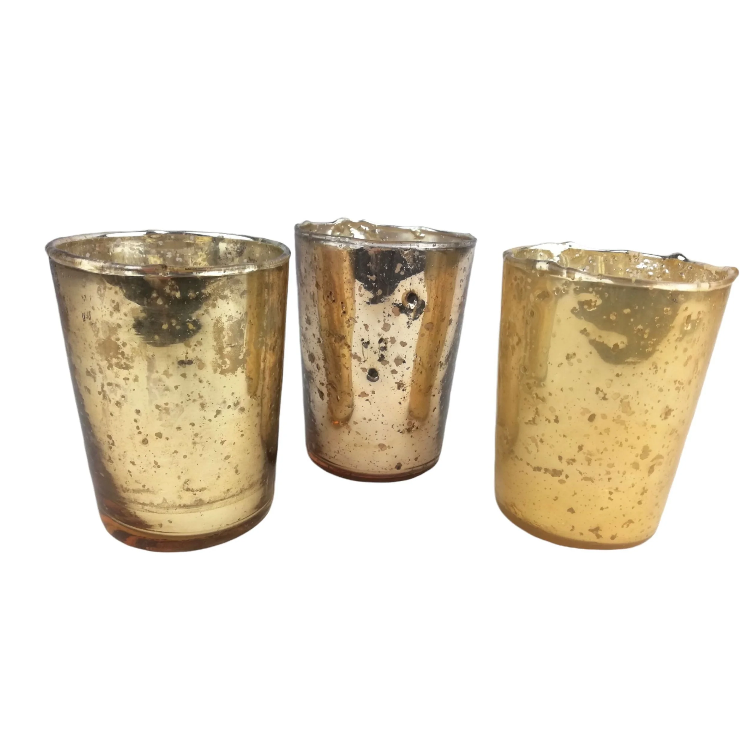 Windlichter „Antik Gold“ – Rustikale Teelichthalter, 3er-Set